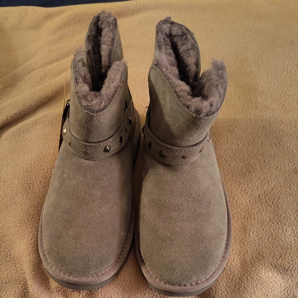 Cozy Suede Ankle Boots with Studded Strap